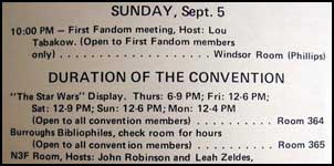 Convention Schedule (click to enlarge)